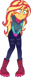 Size: 569x1404 | Tagged: safe, artist:steyrrdash, imported from derpibooru, sunset shimmer, equestria girls, equestria girls series, spoiler:eqg series (season 2), blushing, clothes, desperation, need to pee, nervous, omorashi, potty dance, potty emergency, potty time, shrunken pupils, winter outfit