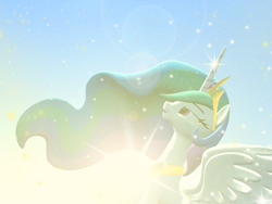 Size: 1024x768 | Tagged: safe, artist:feuerrader-nmm, imported from derpibooru, princess celestia, alicorn, pony, 3d, female, mare, solo, sun