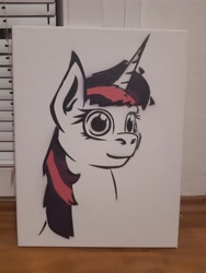 Size: 4608x3456 | Tagged: safe, artist:khaki-cap, imported from derpibooru, twilight sparkle, alicorn, pony, canvas, female, graffiti, profile picture, solo, spray paint, traditional art