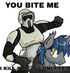 Size: 1629x1693 | Tagged: safe, deleted from derpibooru, edit, imported from derpibooru, bat pony, m.a. larson, male, meme, scout trooper, star wars, text