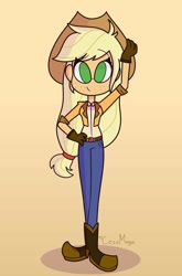 Size: 676x1024 | Tagged: safe, artist:cess_maga, imported from derpibooru, applejack, human, hat, humanized