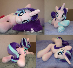 Size: 1280x1180 | Tagged: safe, artist:lanacraft, imported from derpibooru, starlight glimmer, pony, bedroom eyes, clothes, irl, photo, plushie, socks, solo, striped socks