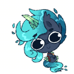 Size: 300x300 | Tagged: safe, artist:peachesandcreamated, imported from derpibooru, oc, oc only, oc:crystal tranquility, pony, unicorn, animated, blinking, chibi, commission, gif, grin, horn, pictogram, simple background, sitting, smiling, solo, sweatdrop, transparent background, unicorn oc