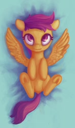Size: 430x730 | Tagged: safe, artist:re7natus, imported from derpibooru, scootaloo, pegasus, pony, on back, spread wings, wings
