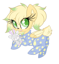 Size: 2000x2178 | Tagged: safe, artist:starlightlore, imported from derpibooru, oc, oc only, oc:mia mesa, deer, deer pony, original species, peryton, chibi, clothes, cute, doe, footed sleeper, pajamas, plushie, simple background, stars, transparent background