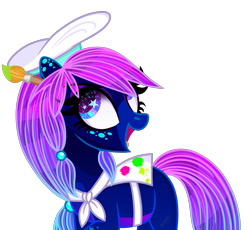Size: 2160x1986 | Tagged: safe, artist:domina-venatricis, imported from derpibooru, oc, oc only, oc:tia hunter, earth pony, pony, female, hat, mare, paintbrush, simple background, solo, transparent background