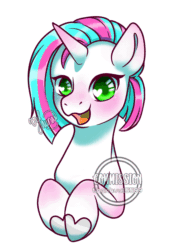 Size: 650x850 | Tagged: safe, artist:helithusvy, artist:thanhvy15599, imported from derpibooru, oc, oc only, oc:fluorescent luminosity, pony, unicorn, animated, blinking, commission, female, gif, green eyes, horn, mare, open mouth, simple background, solo, unicorn oc, white background