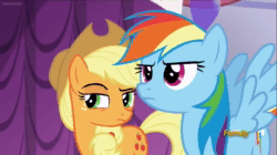 Size: 1920x1078 | Tagged: safe, imported from derpibooru, screencap, applejack, rainbow dash, earth pony, pegasus, pony, canterlot boutique, animated, boutique, discovery family logo, female, horses doing horse things, snorting, sound, webm