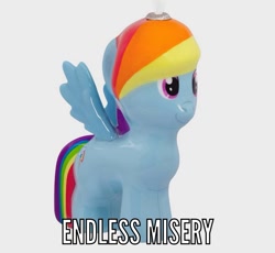 Size: 632x581 | Tagged: safe, imported from derpibooru, rainbow dash, beta, christmas ornament, decoration, kill it with fire, meme, official, simple background, text, tubby wubby pony waifu, wat, what has science done, white background