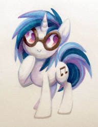 Size: 600x781 | Tagged: safe, artist:dawnfire, imported from derpibooru, dj pon-3, vinyl scratch, pony, unicorn, c:, cute, female, smiling, solo, vinylbetes