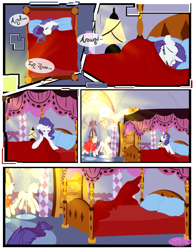 Size: 3500x4500 | Tagged: safe, artist:becauseimpink, imported from derpibooru, rarity, pony, unicorn, comic:transition, bed, comic, elusive, lamp, male, mannequin, rule 63, sleeping, stallion, transgender