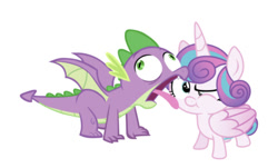 Size: 750x454 | Tagged: safe, artist:davidsfire, artist:memnoch, edit, editor:undeadponysoldier, imported from derpibooru, princess flurry heart, spike, alicorn, dragon, pony, confused, cute, faic, female, filly, flurrybetes, licking, niece, silly, simple background, tongue out, uncle and niece, uncle spike, wat, white background, winged spike, wings