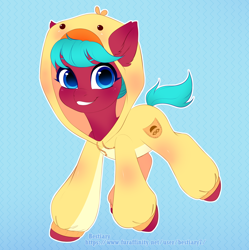 Size: 2844x2856 | Tagged: safe, artist:bestiary, artist:bestiary7, artist:oc:windsweeper, imported from derpibooru, oc, oc only, oc:windsweeper, earth pony, clothes, costume, cutie mark, cutiemark stitching, female, kigurumi, onesie, pajamas, short mane, short tail, simple background