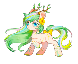 Size: 1700x1400 | Tagged: safe, artist:yuezhuang, imported from derpibooru, oc, oc only, earth pony, pony, 2020 community collab, derpibooru community collaboration, female, horns, looking at you, mare, raised hoof, simple background, solo, transparent background