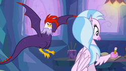 Size: 1920x1080 | Tagged: safe, imported from derpibooru, screencap, edith (cockatrice), silverstream, classical hippogriff, cockatrice, hippogriff, student counsel, duo, edith, female, spread wings, wings