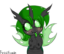 Size: 2500x2087 | Tagged: safe, artist:freefraq, imported from derpibooru, oc, oc only, changeling, commission, cute, green changeling, solo