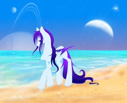 Size: 1600x1297 | Tagged: safe, artist:whitewing1, imported from derpibooru, oc, oc only, oc:ethereal sea, pegasus, pony, beach, female, mare, ocean, solo