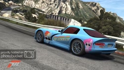 Size: 1024x576 | Tagged: safe, imported from derpibooru, part of a set, pinkie pie, rainbow dash, pony, car, dodge (car), dodge viper, female, forza motorsport 3, game screencap, itasha, mare, video game