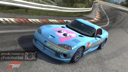 Size: 1024x576 | Tagged: safe, imported from derpibooru, part of a set, pinkie pie, rainbow dash, pony, car, dodge (car), dodge viper, female, forza motorsport 3, game, game screencap, itasha, mare, race, video game