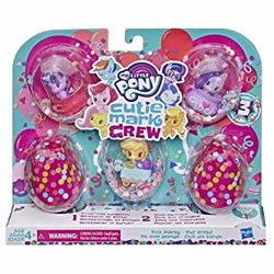 Size: 355x355 | Tagged: safe, imported from derpibooru, applejack, fluttershy, pinkie pie, rainbow dash, rarity, sci-twi, twilight sparkle, pony, box, capsule, confetti, cutie mark crew, female, hasbro, irl, my little pony logo, photo, toy