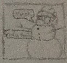 Size: 217x206 | Tagged: safe, artist:tarkan809, imported from derpibooru, garble, smolder, spike, dragon, i'm so sorry, christmas, clothes, head, holiday, monochrome, snowman, traditional art, winter outfit
