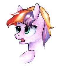 Size: 1060x1280 | Tagged: safe, artist:iris-shadow, imported from derpibooru, toola roola, earth pony, pony, bust, female, filly, open mouth, portrait, solo, traditional art