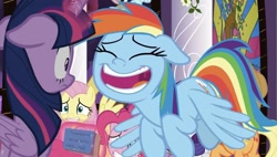 Size: 1462x828 | Tagged: safe, imported from derpibooru, screencap, rainbow dash, twilight sparkle, twilight sparkle (alicorn), alicorn, pegasus, pony, the summer sun setback, floppy ears