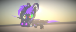 Size: 3840x1620 | Tagged: safe, artist:phoenixtm, imported from derpibooru, oc, oc:phoenix stardash, cyborg, dracony, dragon, hybrid, pony, 3d, cyborg dracony, dracony alicorn, flying, relaxed, spread wings, unity (game engine), wings