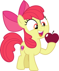 Size: 3000x3619 | Tagged: safe, artist:cloudy glow, artist:cloudyglow, artist:parclytaxel, imported from derpibooru, apple bloom, earth pony, pony, going to seed, .ai available, adorabloom, apple, cute, female, filly, food, high res, hoof hold, simple background, solo, transparent background, vector