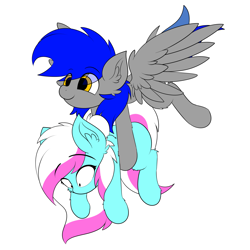 Size: 1800x1800 | Tagged: safe, artist:llhopell, imported from derpibooru, oc, oc only, oc:hope(llhopell), oc:soffy, earth pony, pegasus, pony, hoffy, simple background