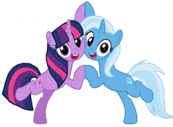 Size: 1043x766 | Tagged: safe, alternate version, artist:3d4d, artist:jhayarr23, artist:徐詩珮, edit, imported from derpibooru, trixie, twilight sparkle, pony, unicorn, female, lesbian, shipping, show accurate, simple background, transparent background, twixie, unicorn twilight
