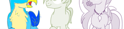 Size: 1277x302 | Tagged: safe, artist:gooeybird, artist:sintakhra, color edit, edit, edited screencap, imported from derpibooru, screencap, gallus, sandbar, silverstream, griffon, hippogriff, pony, blue, blue feathers, color correction, colored, colored wing, female, low angle, male, mistakes were made, normal, raised arm, raised hoof, right color, version 2