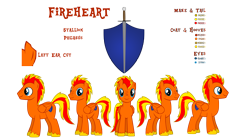 Size: 4500x2512 | Tagged: safe, artist:jackiejak, derpibooru exclusive, imported from derpibooru, oc, oc:fireheart, oc:fireheart(fire), pony, reference sheet