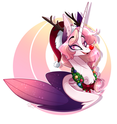 Size: 2229x2369 | Tagged: safe, artist:sugaryicecreammlp, imported from derpibooru, oc, oc:sunny moonlight, alicorn, pony, alicorn oc, antlers, chest fluff, colored wings, ear fluff, female, gradient wings, horn, looking at you, magical lesbian spawn, offspring, parent:rainbow dash, parent:twilight sparkle, parents:twidash, wings, wreath