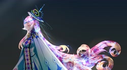 Size: 3968x2195 | Tagged: safe, artist:animesoul, imported from derpibooru, princess cadance, human, clothes, crown, dress, elf ears, eyes closed, female, humanized, jewelry, open mouth, regalia, solo