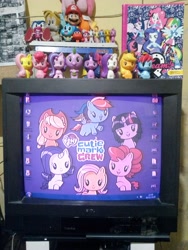 Size: 2448x3264 | Tagged: safe, imported from derpibooru, applejack, fluttershy, pinkie pie, rainbow dash, rarity, spike, starlight glimmer, twilight sparkle, twilight sparkle (alicorn), alicorn, earth pony, pegasus, unicorn, equestria girls, crt, crt tv, cutie mark crew, darwin watterson, gumball watterson, happy meal, mane seven, mane six, mario, mc donald's toys, mcdonald's, mcdonald's happy meal toys, microsoft, microsoft windows, miles "tails" prower, notebook, sonic the hedgehog, sonic the hedgehog (series), super mario bros., television, the amazing world of gumball, toy, windows, windows 7