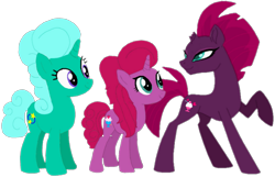 Size: 1681x1080 | Tagged: safe, artist:徐詩珮, imported from derpibooru, fizzlepop berrytwist, glitter drops, tempest shadow, oc, oc:betty pop, pony, unicorn, base used, broken horn, daughter, family, female, glittershadow, horn, lesbian, magical lesbian spawn, mother and daughter, next generation, offspring, parent:glitter drops, parent:tempest shadow, parents:glittershadow, shipping, simple background, transparent background