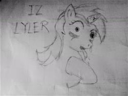 Size: 2048x1536 | Tagged: safe, artist:anonpencil, imported from derpibooru, oc, oc:lyler, pony, unicorn, fanfic:the lyler archive, fanfic art, lineart, speech, traditional art