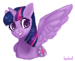 Size: 806x650 | Tagged: safe, artist:pearl-ized, imported from derpibooru, twilight sparkle, alicorn, pony, cute, female, mare, simple background, solo, starry eyes, stars, twiabetes, twilight sparkle (alicorn), white background, wingding eyes