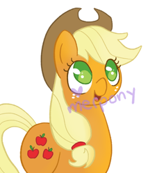 Size: 750x785 | Tagged: safe, artist:softyshy, imported from derpibooru, applejack, pony, cute, female, jackabetes, no pupils, obtrusive watermark, simple background, solo, watermark, white background