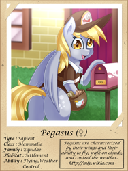 Size: 1000x1333 | Tagged: safe, artist:vavacung, imported from derpibooru, derpy hooves, pegasus, pony, series:fantastic creatures of equestria, bubble butt, butt, dock, female, hat, looking at you, looking back, looking back at you, mail, mailbag, mailmare, mailmare hat, mare, open mouth, plot, rear view, smiling, solo