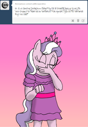 Size: 1280x1826 | Tagged: safe, artist:americananomaly, imported from derpibooru, diamond tiara, anthro, anthroquestria, clothes, dress, female, laughing, solo, vulgar