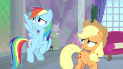 Size: 640x360 | Tagged: safe, imported from derpibooru, screencap, applejack, rainbow dash, pony, teacher of the month (episode), spoiler:interseason shorts, animated, female, gif
