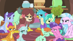 Size: 640x360 | Tagged: safe, imported from derpibooru, screencap, berry blend, berry bliss, clementine, fluttershy, gallus, november rain, ocellus, peppermint goldylinks, sandbar, silverstream, smolder, yona, bird, changedling, changeling, chipmunk, dragon, giraffe, griffon, hippogriff, pegasus, pony, rabbit, skunk, yak, teacher of the month (episode), spoiler:interseason shorts, animal, animated, cute, cutie mark, daaaaaaaaaaaw, diastreamies, female, friendship student, gallabetes, gif, male, novemberbetes, pet, smiling, smolderbetes, student six, yonadorable