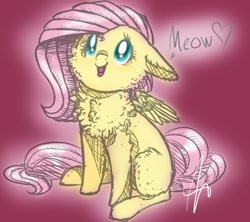 Size: 948x843 | Tagged: safe, artist:inspiration1413, imported from derpibooru, fluttershy, pony, behaving like a cat, chest fluff, cute, floppy ears, fluffershy, looking up, meow, shyabetes