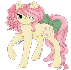 Size: 1024x1013 | Tagged: safe, artist:dreamilil, imported from derpibooru, posey, bow, g1, raised hoof, tail bow