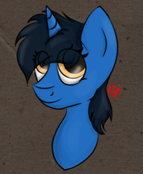 Size: 420x513 | Tagged: safe, artist:lux-arume, artist:luxsimx, imported from derpibooru, oc, oc only, oc:blue glory, pony, unicorn, bust, femboy, male, solo, stallion