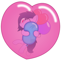 Size: 3000x3000 | Tagged: safe, artist:sny-por, imported from derpibooru, oc, oc only, oc:jenny, earth pony, pony, balloon, bubble, female, heart eyes, high res, hug, one eye closed, simple background, solo, that pony sure does love balloons, transparent background, wingding eyes