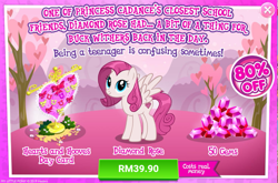 Size: 1041x689 | Tagged: safe, imported from derpibooru, diamond rose, pegasus, pony, advertisement, costs real money, crack is cheaper, female, gameloft, mare, official, pink, sale