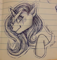 Size: 873x915 | Tagged: safe, imported from derpibooru, oc, oc:fleurbelle, alicorn, pony, adorabelle, alicorn oc, blushing, cute, happy, lined paper, long eyelashes, long mane, ocbetes, shy, sweet, traditional art